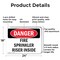 Signmission Fire Sprinkler Riser Inside Danger Sign, Aluminum, 24in W x 18in L, 2PK OS-2PACK-DS-A-1824-L-2374 - alternate 6